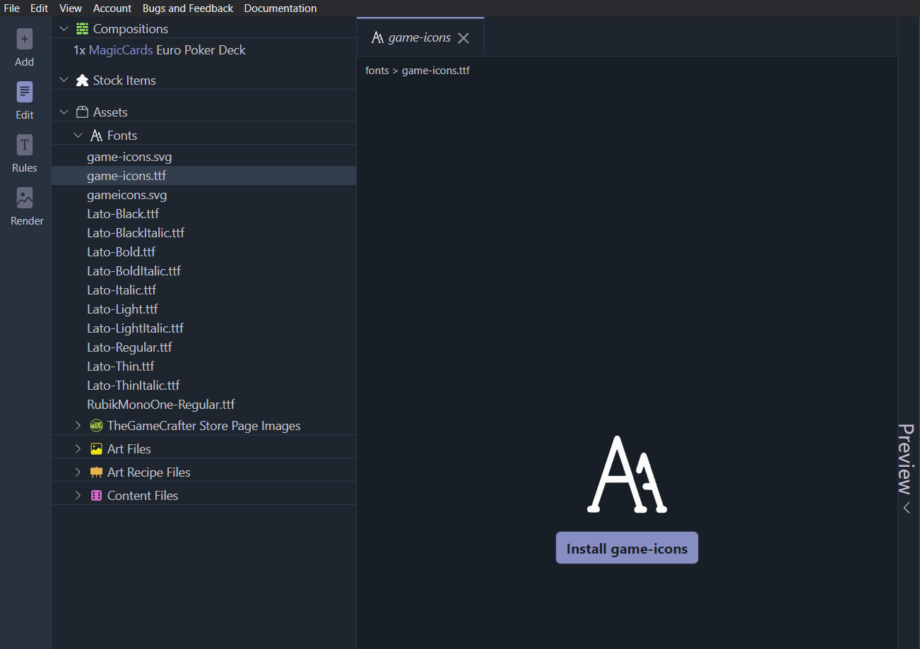 Installing the icon font.