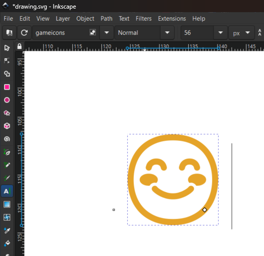A single color emoji in Inkscape.