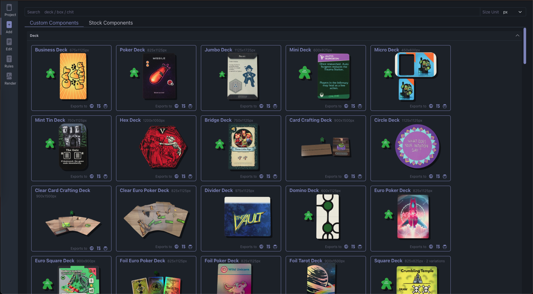 Hundreds of customizable components with built-in bleed management.