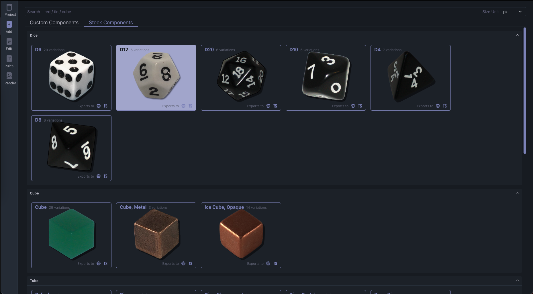 Access TheGameCrafter's catalog of over 5,000 ready-to-use components.